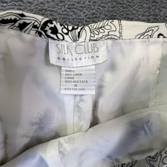 Silk Club Collection Pants Womens 8 Linen Floral High Rise Pockets Lined - Picture 2 of 8